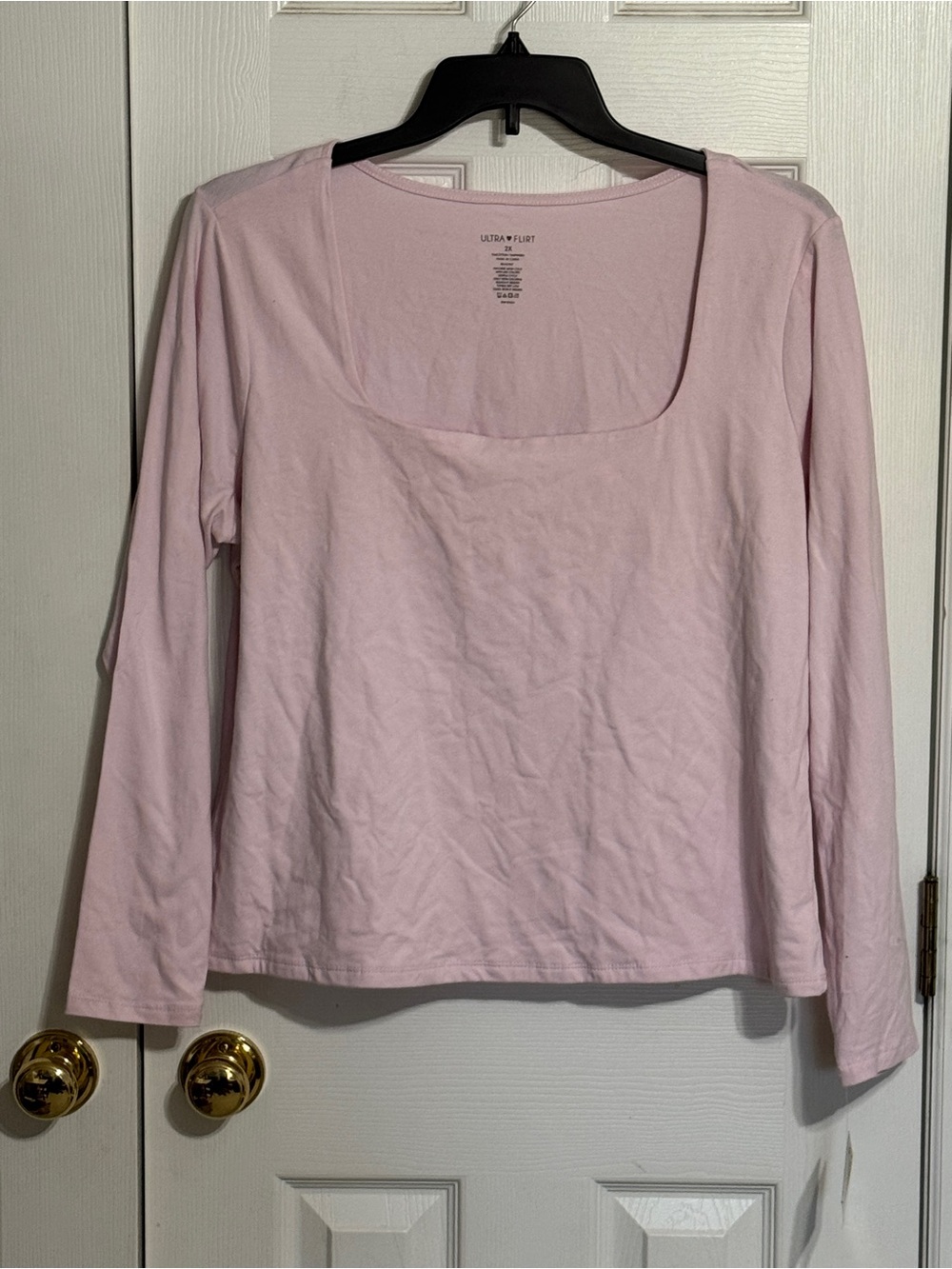 Ultra Flirt Pale Pink Scoop Neck Long Sleeve Tee